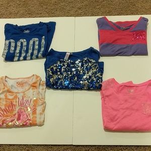 Justice 5 shirt Bundle sz10 1tank, 2 short, 2 long